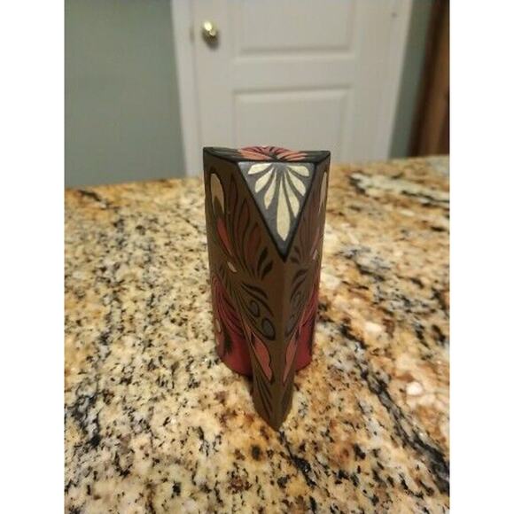 Ceylon Wooden Elephant Carved 3" Figure Hand Painted PW Home Decor Statue - Picture 2 of 10